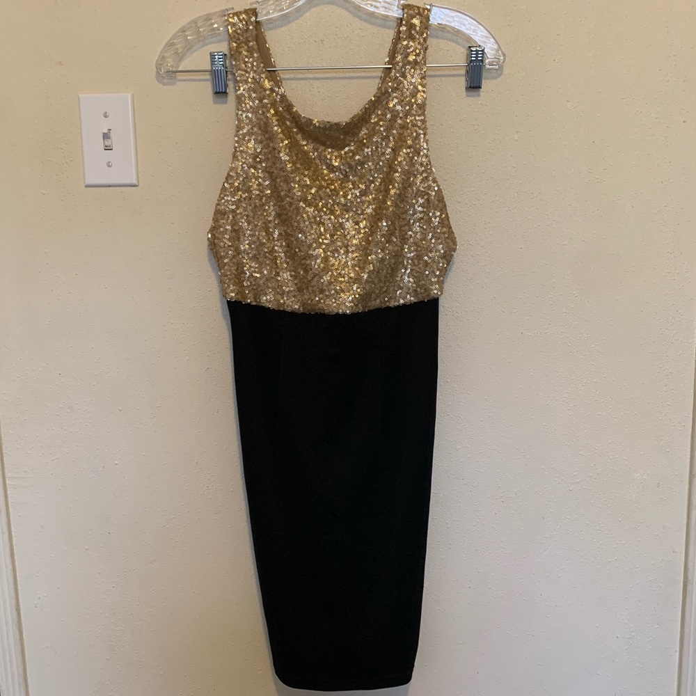 OVI dress gold sequin top/ black bottom